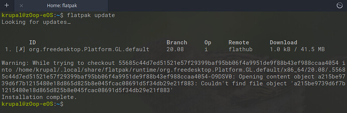 flatpak issue in eOS
