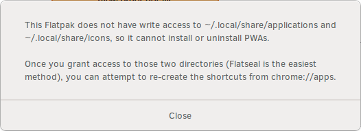 PWA-flatpak-has-no-write-access-to